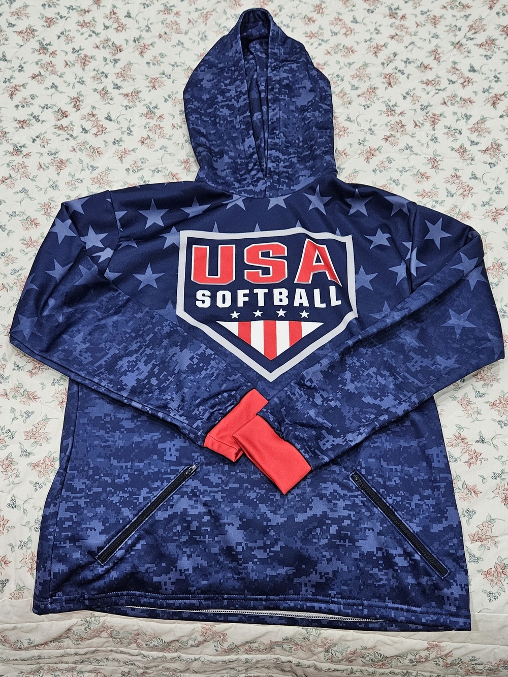 USA Softball Navy Hooded Pullover for Women